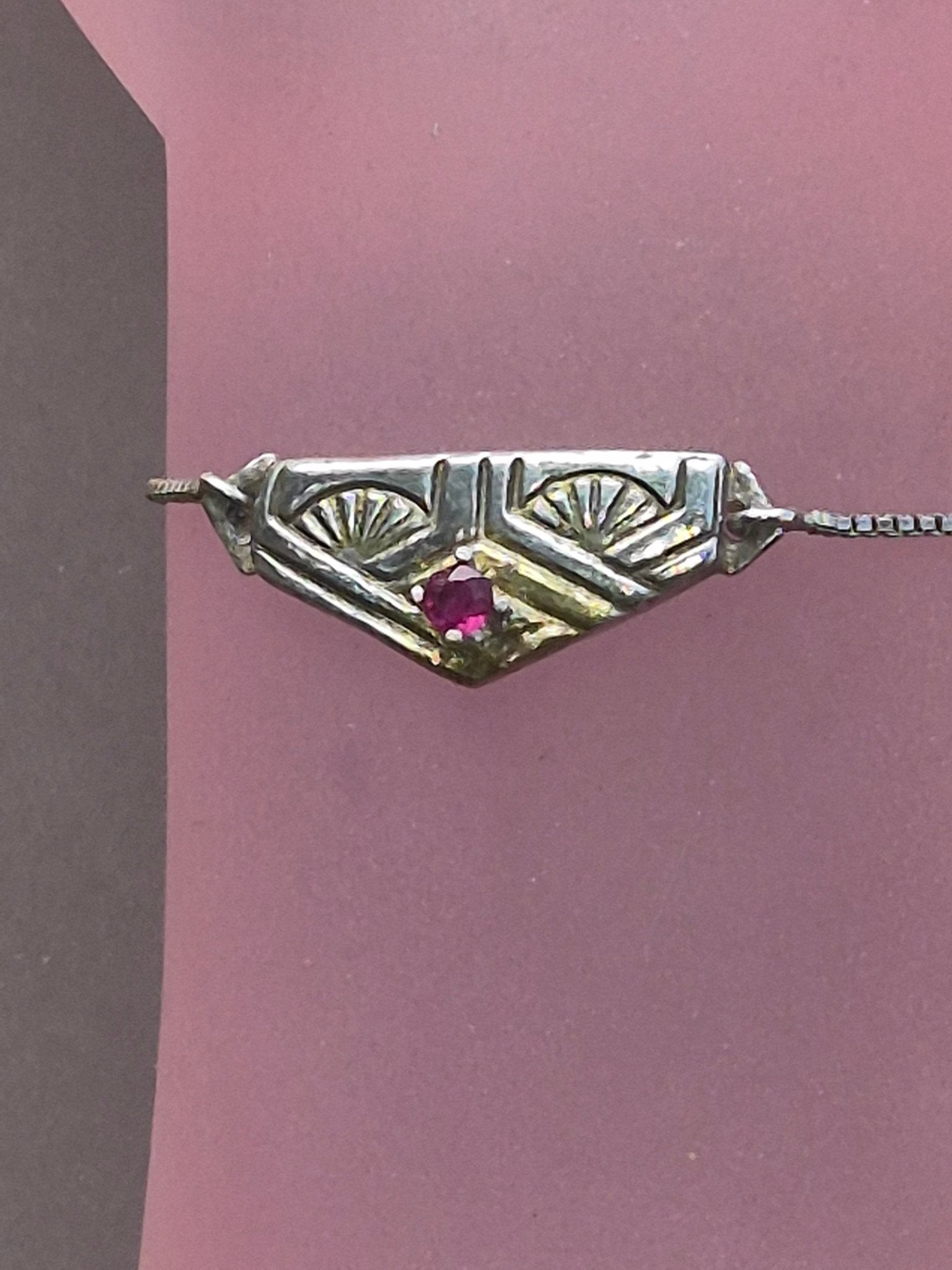 Ruby Fan Bolo Bracelet Fine Silver 22kt Yellow Gold - Gems by Gigi