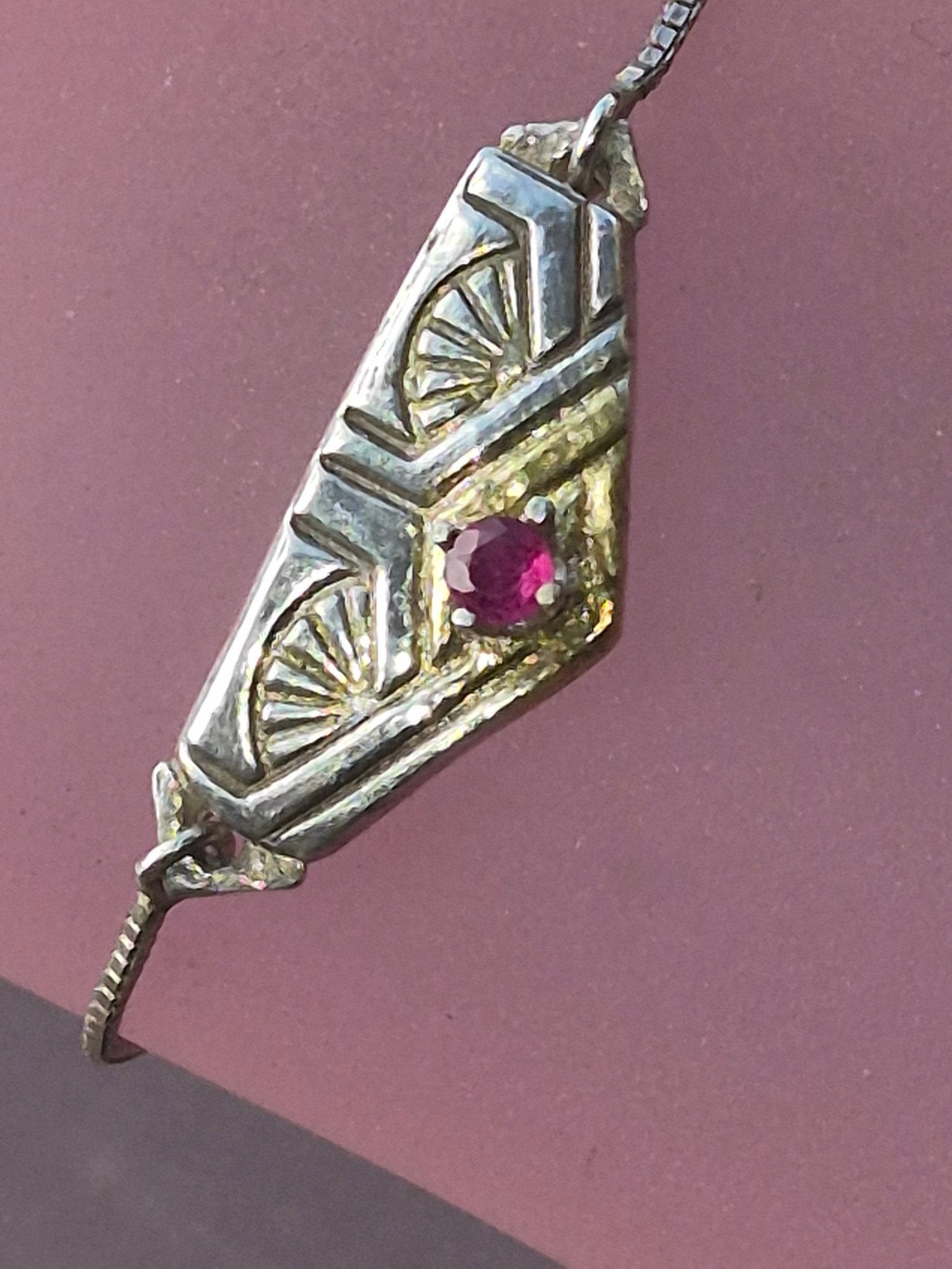 Ruby Fan Bolo Bracelet Fine Silver 22kt Yellow Gold - Gems by Gigi