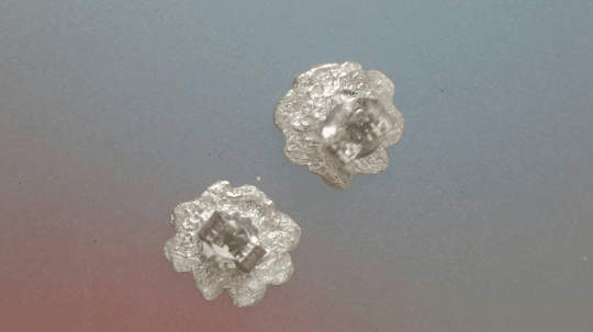 Ruby Flower Stud Earrings Fine Silver - Gems by Gigi