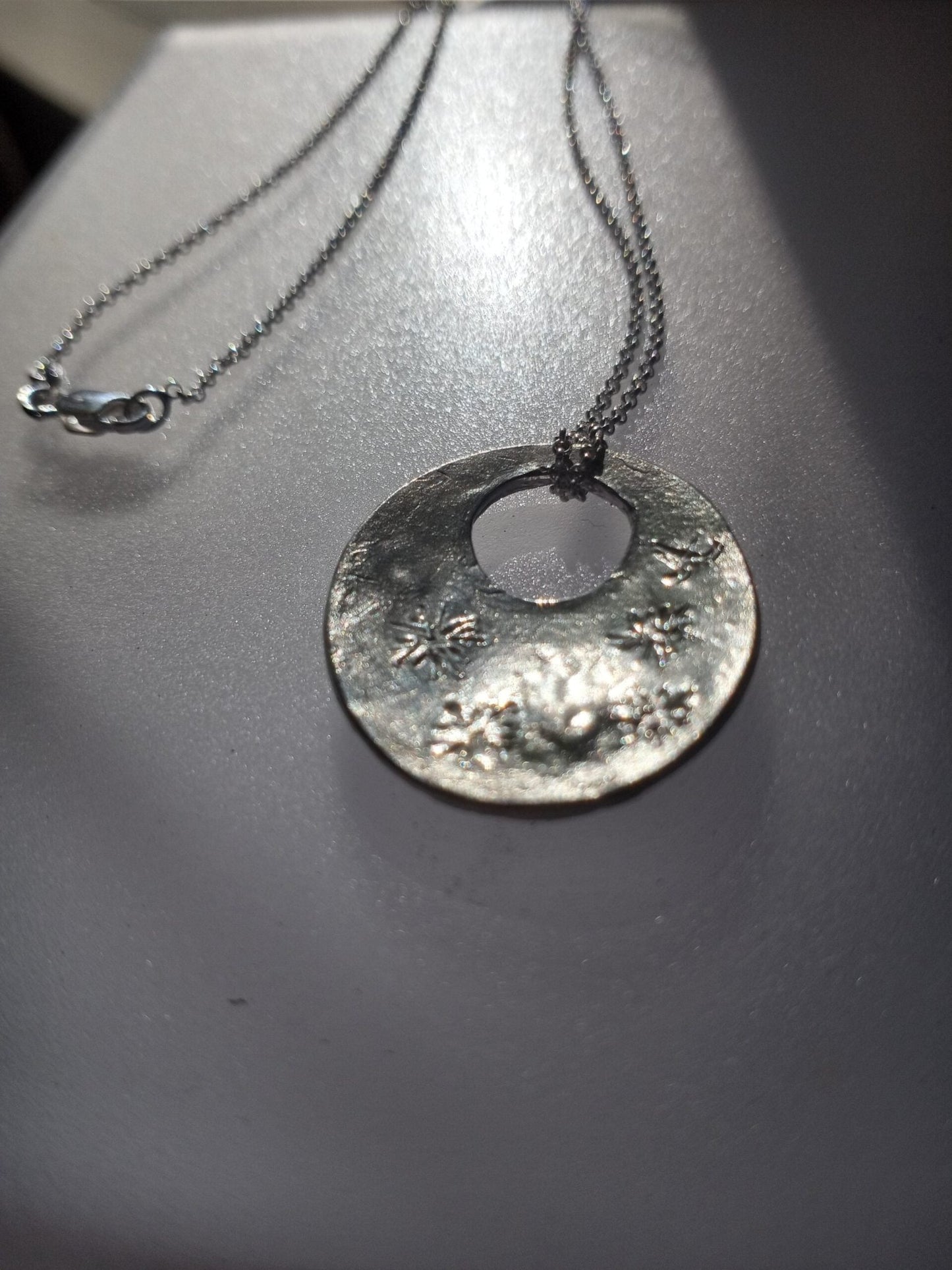 Ruby Hibiscus Flower Pendant Fine Silver - Gems by Gigi