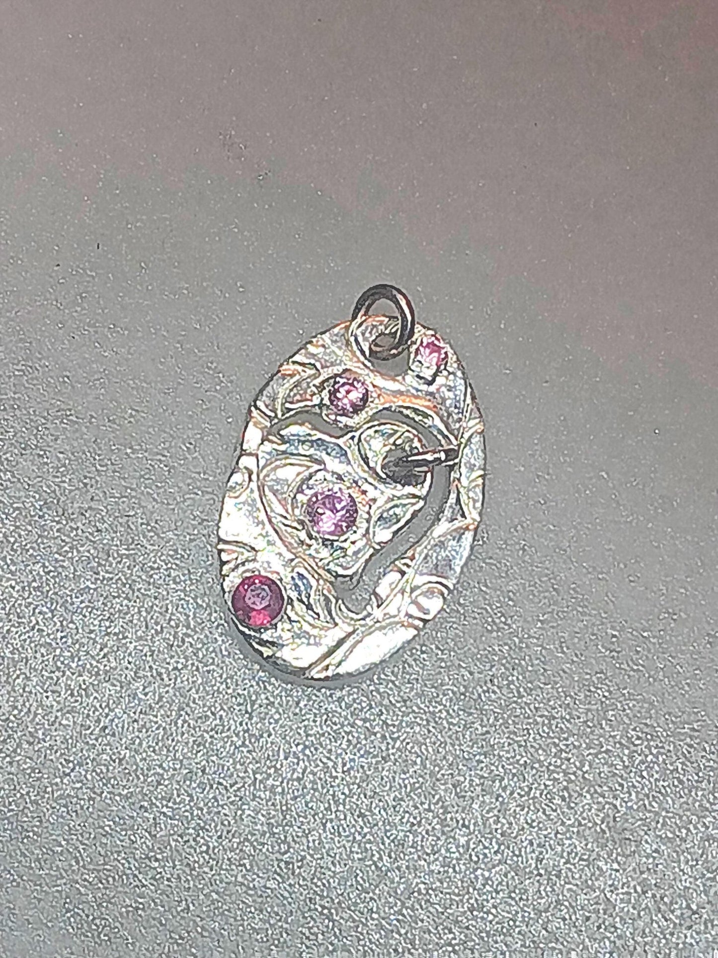 Ruby Sapphire Heart Pendant Set Fine Silver To the Moon and Back - Gems by Gigi
