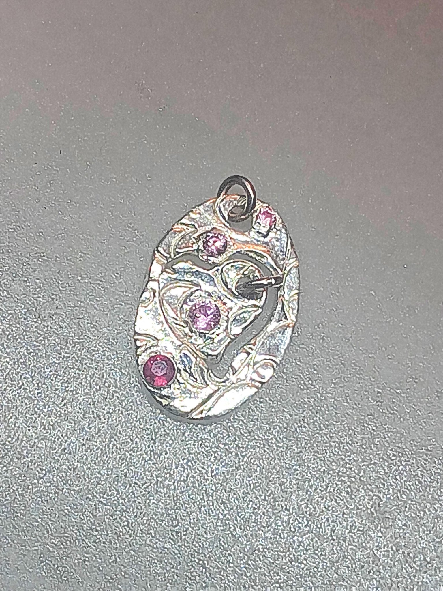 Ruby Sapphire Heart Pendant Set Fine Silver To the Moon and Back - Gems by Gigi