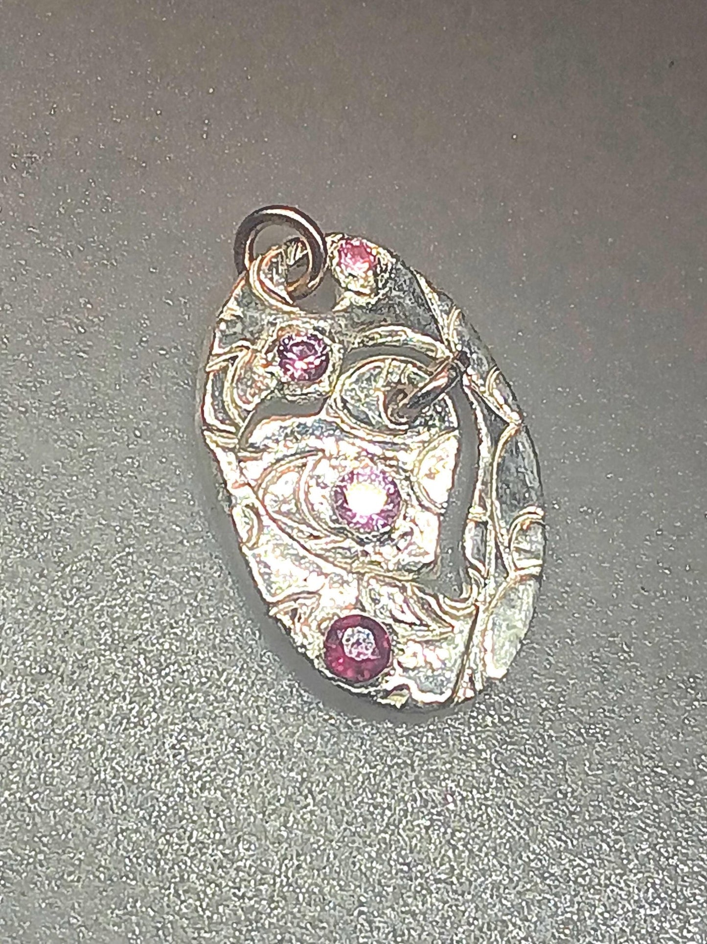 Ruby Sapphire Heart Pendant Set Fine Silver To the Moon and Back - Gems by Gigi