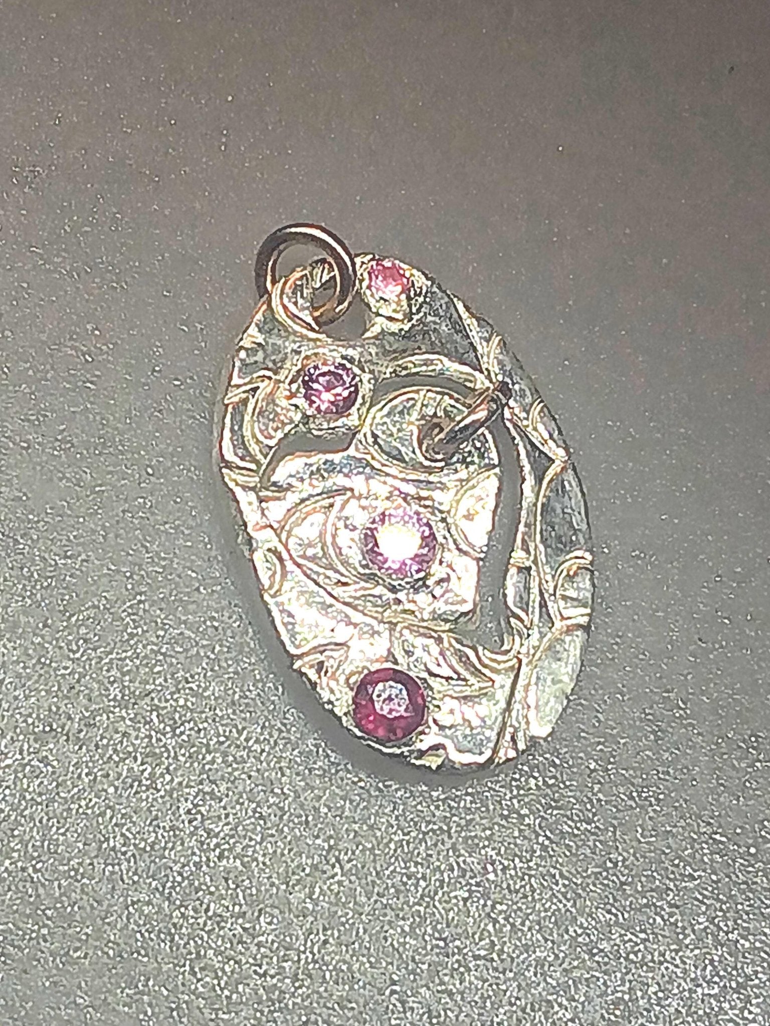 Ruby Sapphire Heart Pendant Set Fine Silver To the Moon and Back - Gems by Gigi