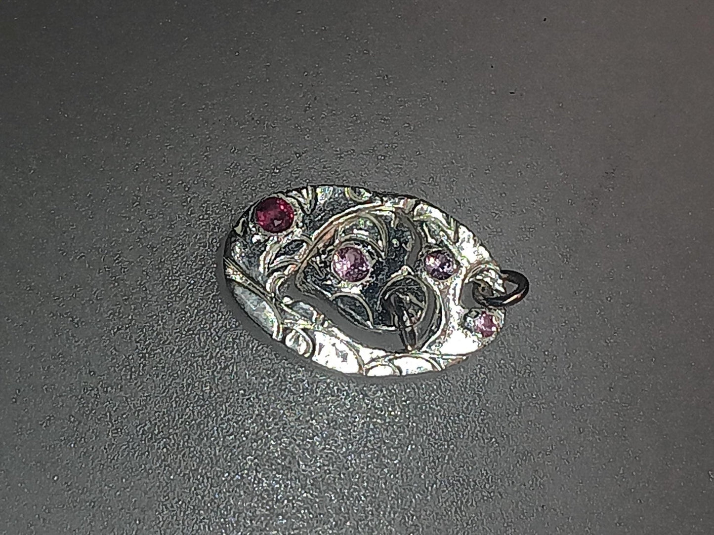 Ruby Sapphire Heart Pendant Set Fine Silver To the Moon and Back - Gems by Gigi