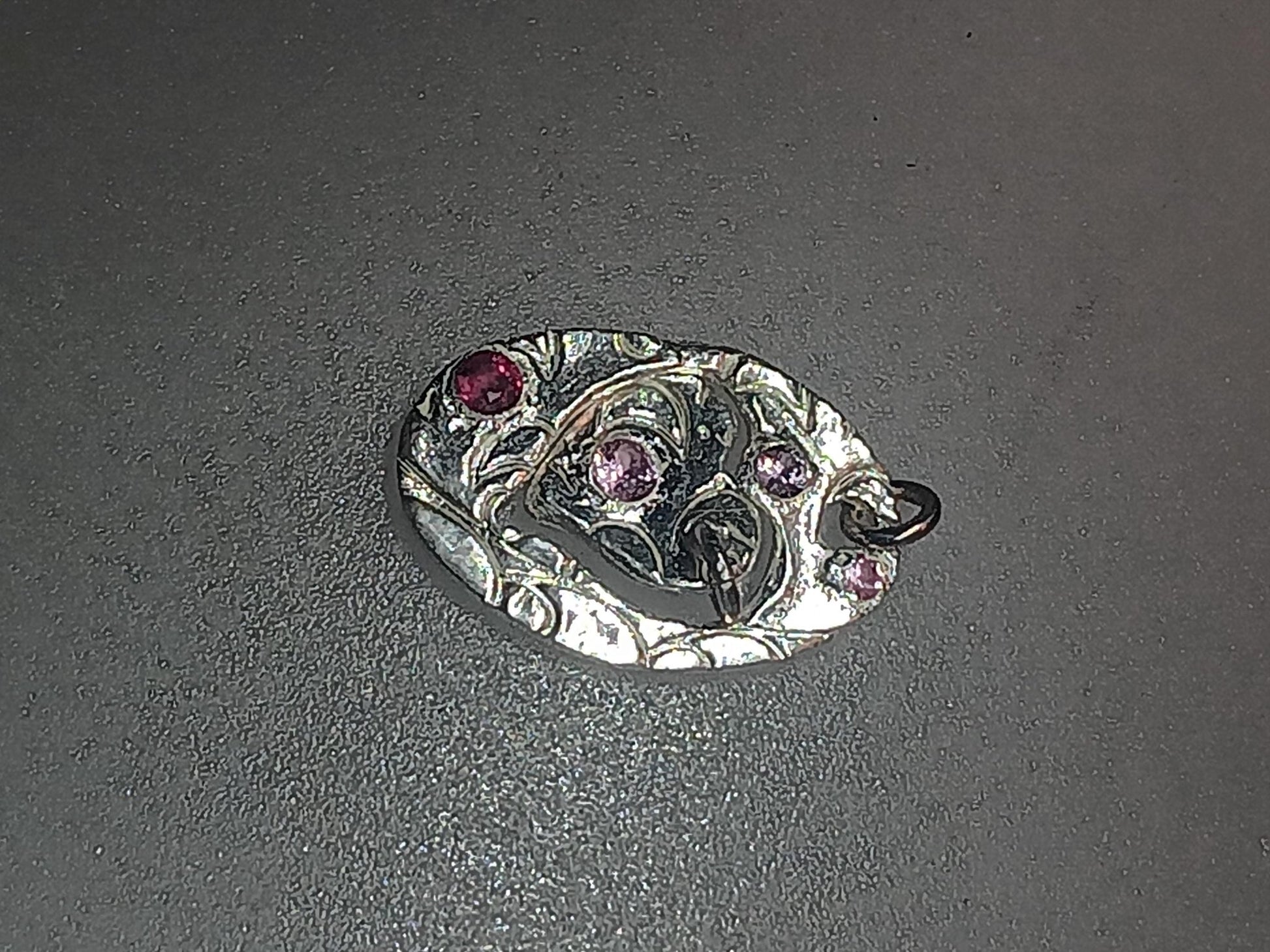 Ruby Sapphire Heart Pendant Set Fine Silver To the Moon and Back - Gems by Gigi