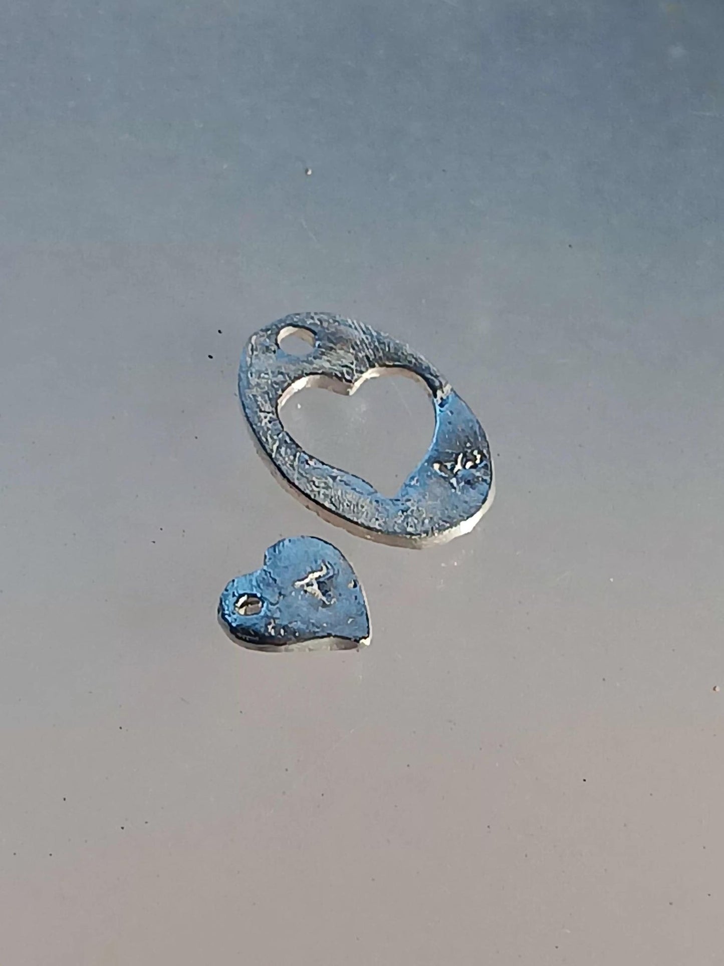 Ruby Sapphire Heart Pendant Set Fine Silver To the Moon and Back - Gems by Gigi