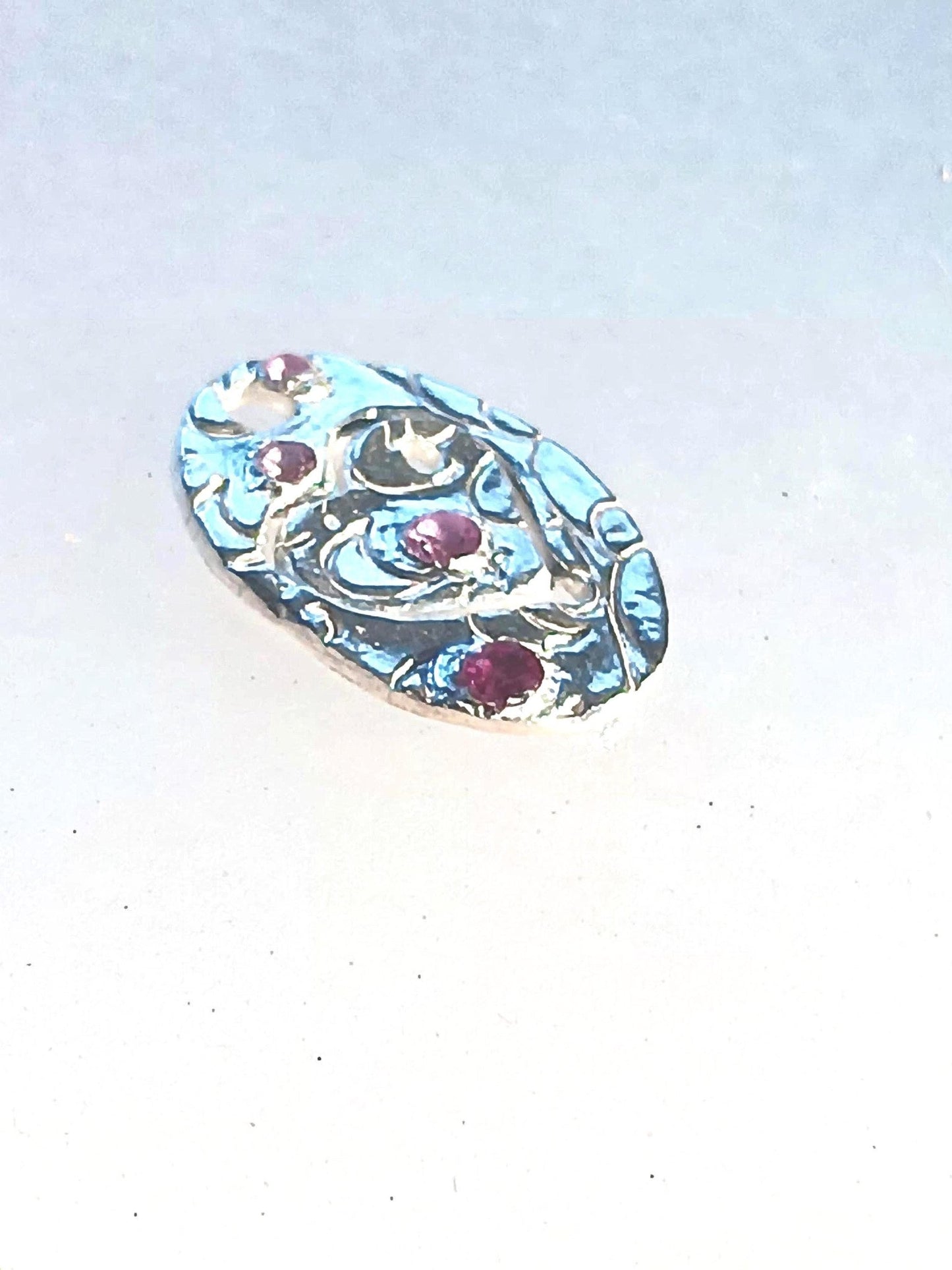 Ruby Sapphire Heart Pendant Set Fine Silver To the Moon and Back - Gems by Gigi