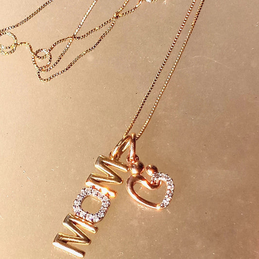 Mother & Child Pendant set two tone gold 10kt