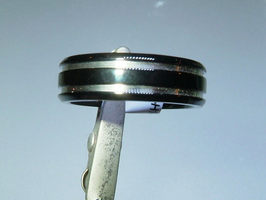 7mm Mens Black Titanium Wedding Band Size 10