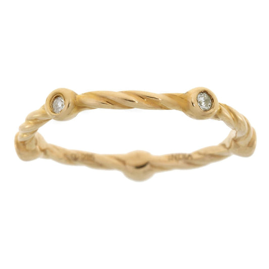 Diamond Bezel Twisted Stacking Band Ring Sterling Silver