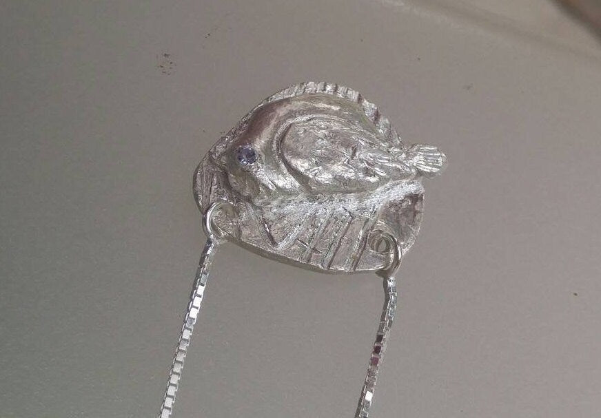 Sapphire Bird Pendant Necklace Textured Background Fine Silver - Gems by Gigi