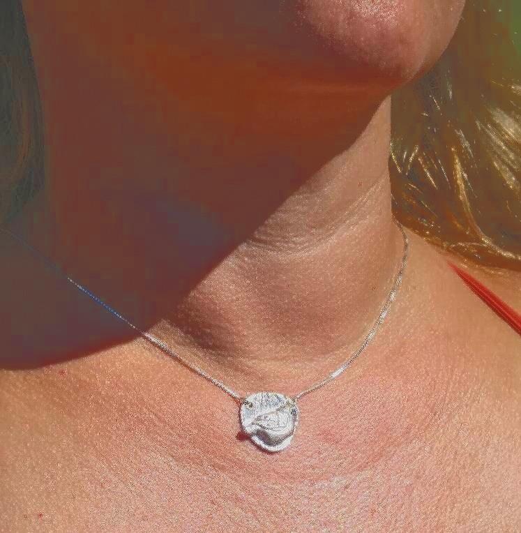 Sapphire Bird Pendant Necklace Textured Background Fine Silver - Gems by Gigi