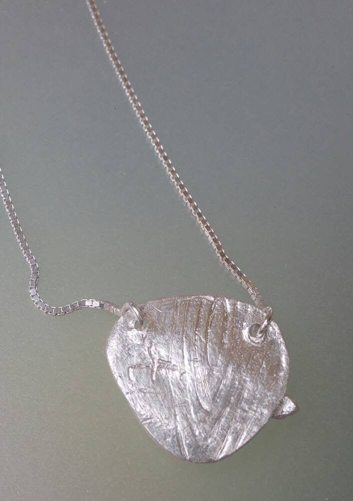 Sapphire Bird Pendant Necklace Textured Background Fine Silver - Gems by Gigi