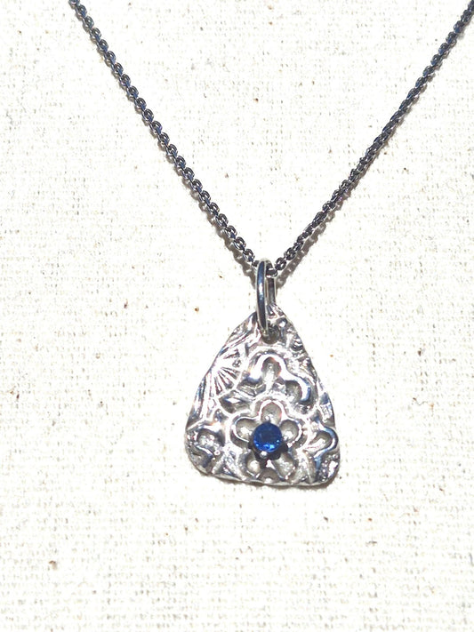 Sapphire Flower Fine Silver Pendant Necklace Sterling Silver Chain - Gems by Gigi