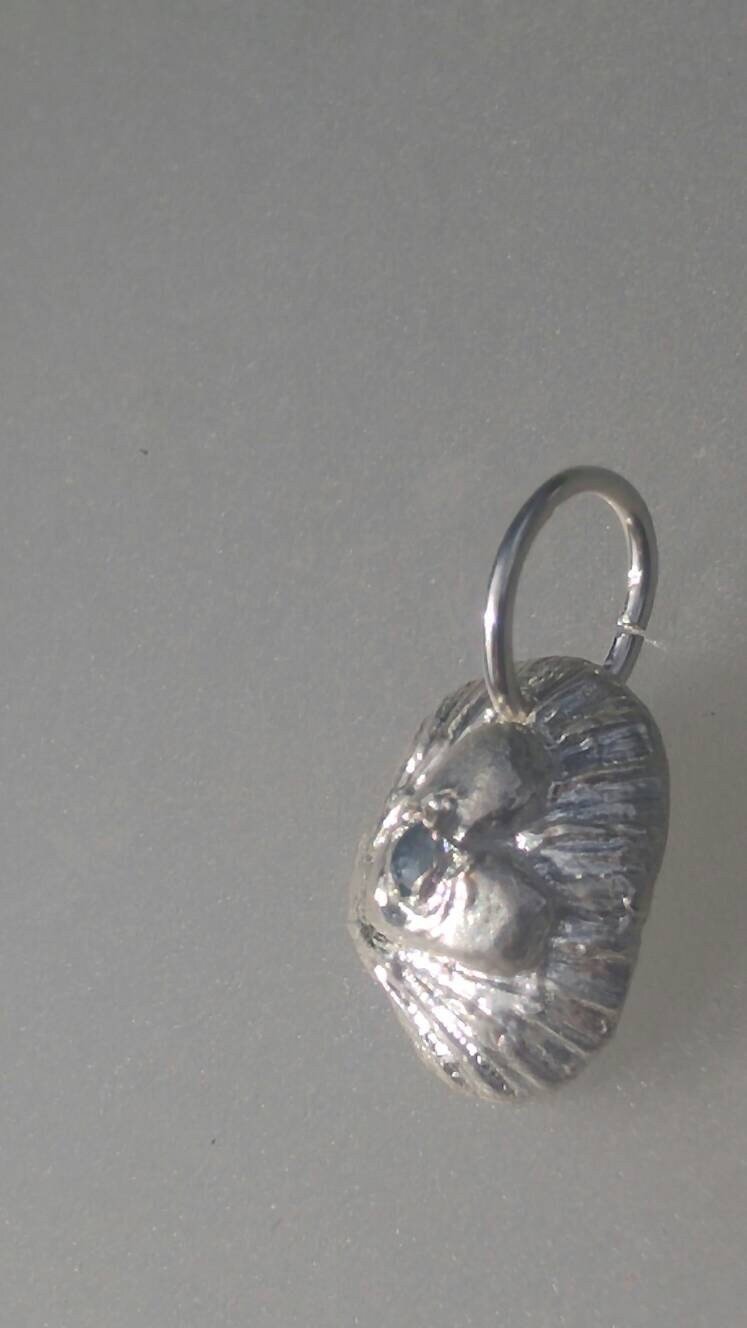 Sapphire Heart Pendant Clam Shell Animal Necklace Sterling Silver - Gems by Gigi