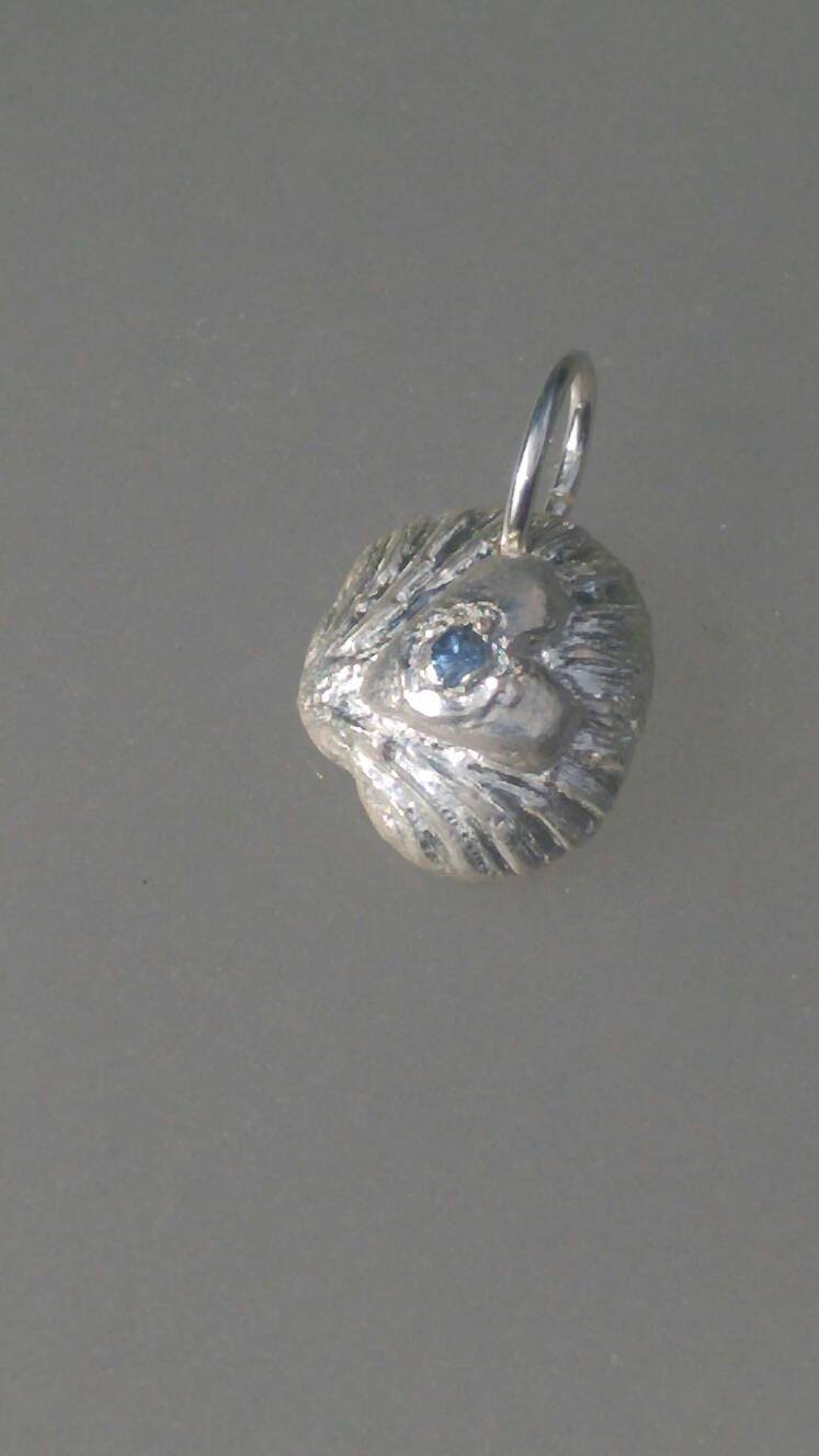 Sapphire Heart Pendant Clam Shell Animal Necklace Sterling Silver - Gems by Gigi