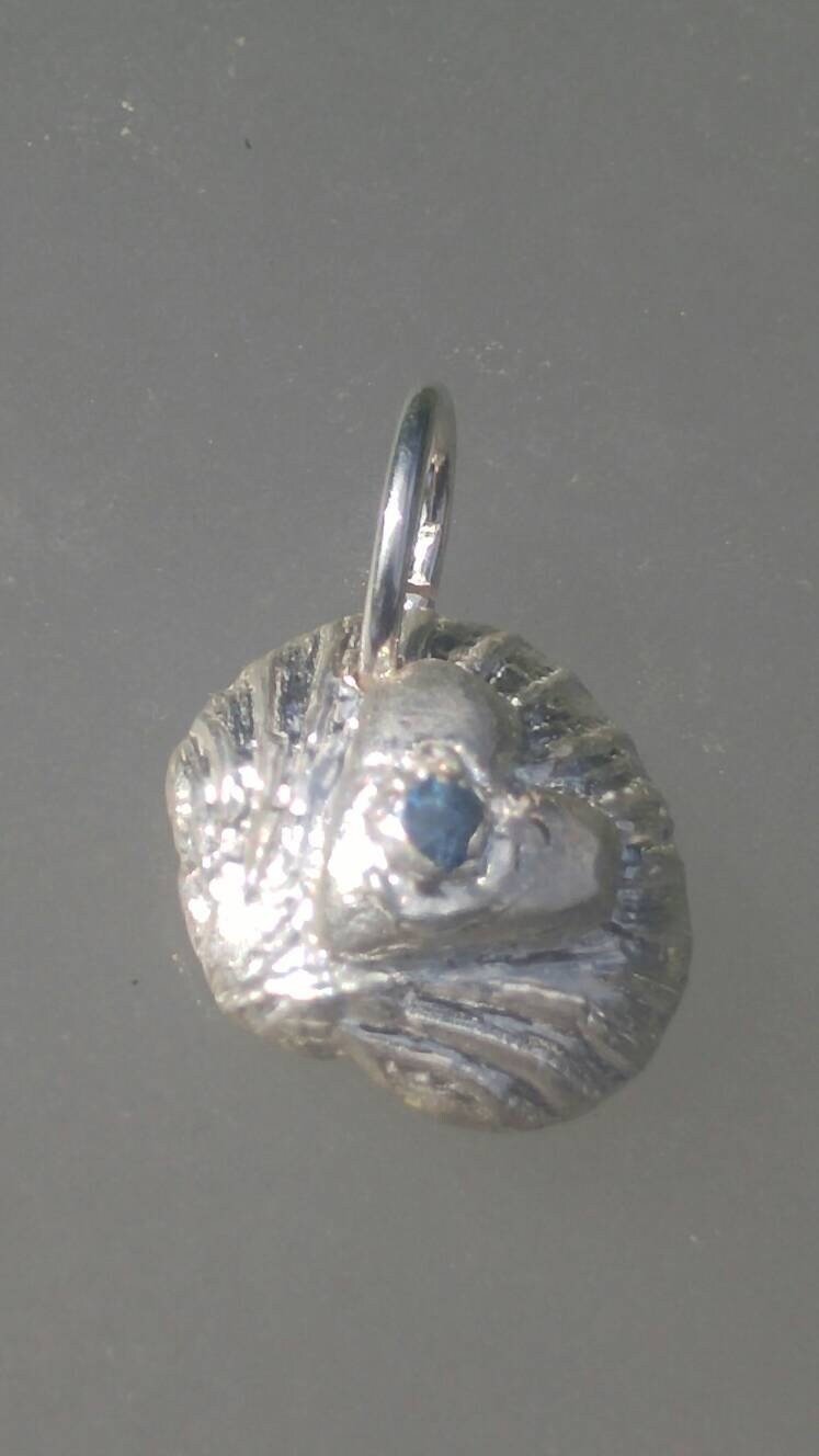 Sapphire Heart Pendant Clam Shell Animal Necklace Sterling Silver - Gems by Gigi
