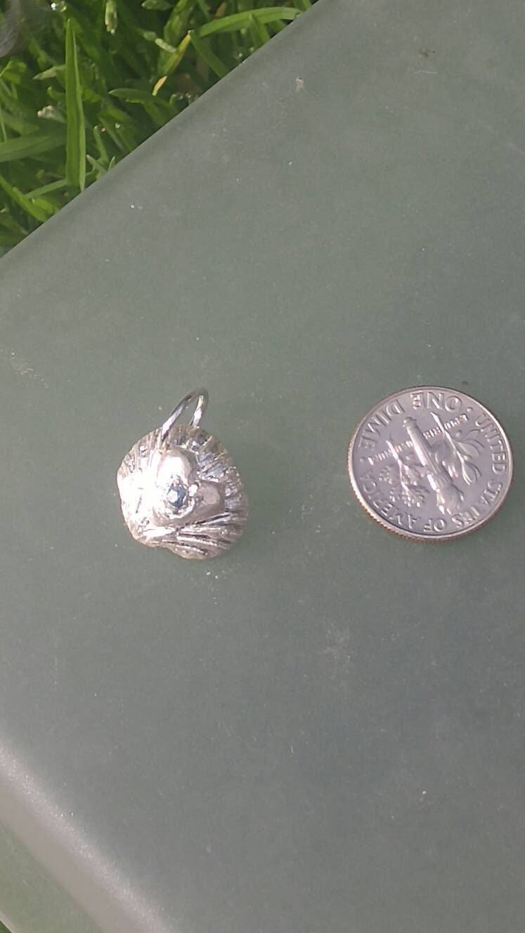 Sapphire Heart Pendant Clam Shell Animal Necklace Sterling Silver - Gems by Gigi
