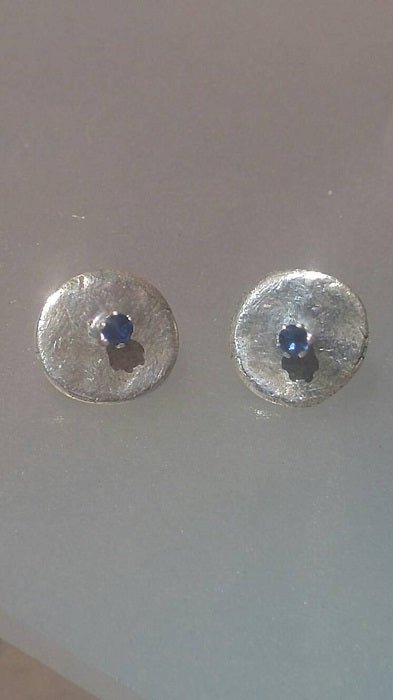 Scale Reversible Circle Earring Jackets with Sapphire Studs Sterling Silver - Gems by Gigi