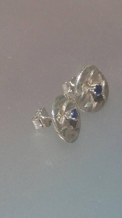 Scale Reversible Circle Earring Jackets with Sapphire Studs Sterling Silver - Gems by Gigi