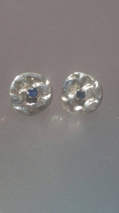 Scale Reversible Circle Earring Jackets with Sapphire Studs Sterling Silver - Gems by Gigi