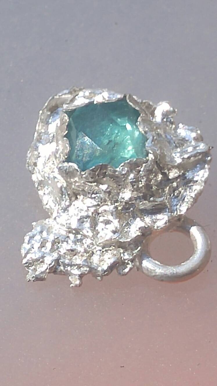 Seafoam Apatite Solitaire Pendant Rose Cut Sterling Silver - Gems by Gigi