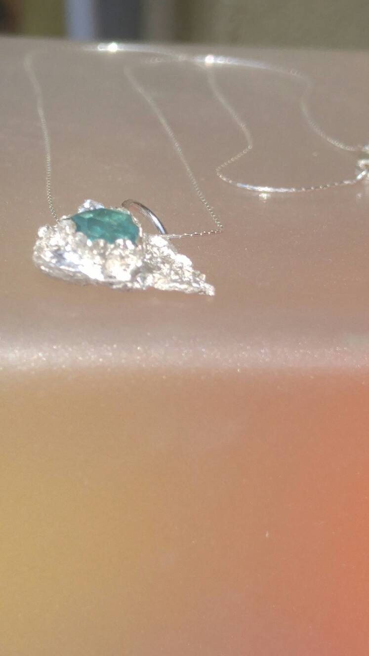 Seafoam Apatite Solitaire Pendant Rose Cut Sterling Silver - Gems by Gigi