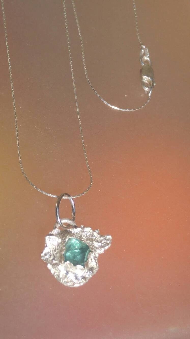 Seafoam Apatite Solitaire Pendant Rose Cut Sterling Silver - Gems by Gigi