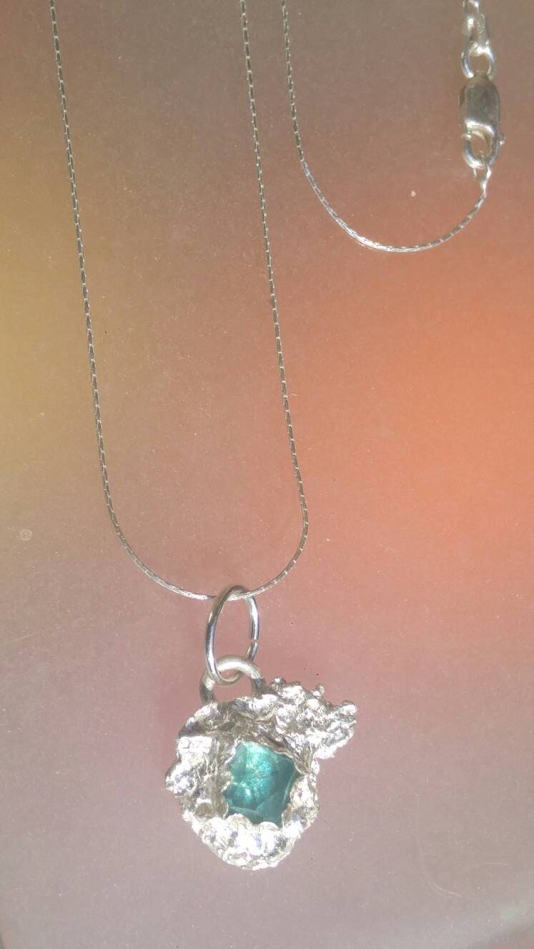 Seafoam Apatite Solitaire Pendant Rose Cut Sterling Silver - Gems by Gigi