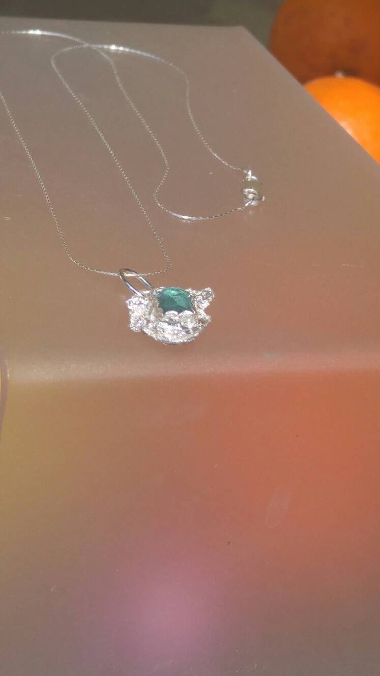 Seafoam Apatite Solitaire Pendant Rose Cut Sterling Silver - Gems by Gigi
