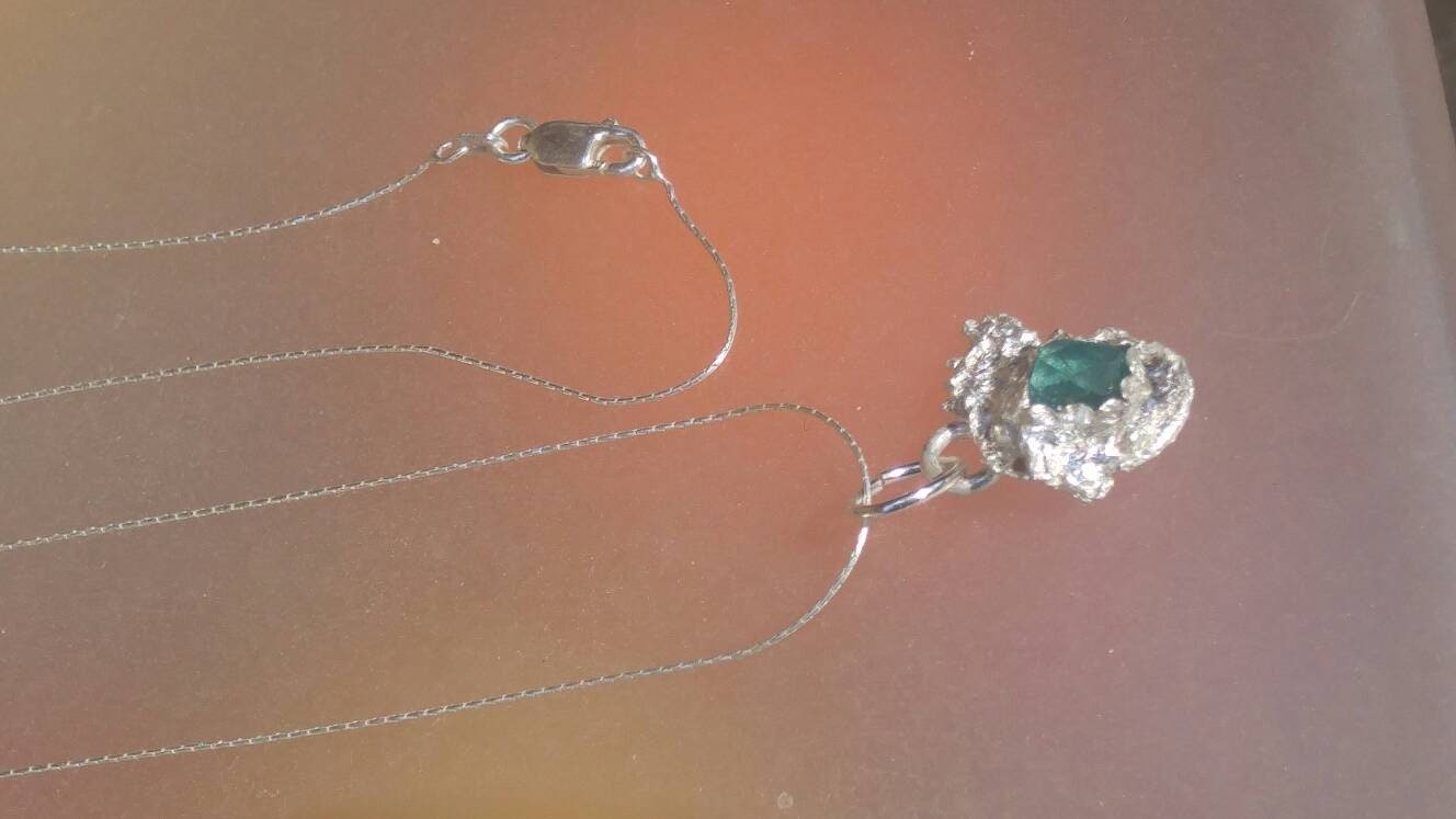 Seafoam Apatite Solitaire Pendant Rose Cut Sterling Silver - Gems by Gigi