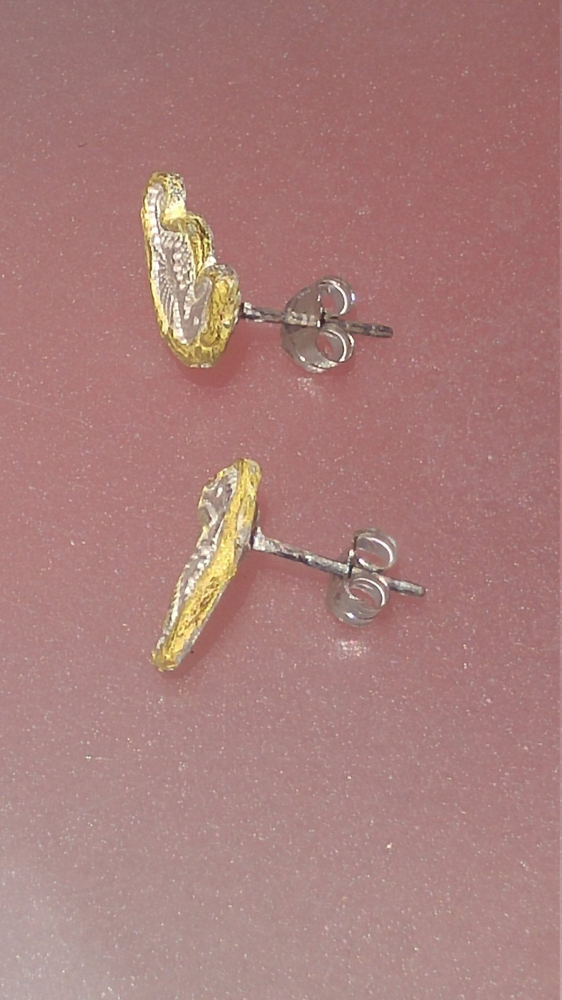 Seahorse Stud Earrings Fine Silver 22kt Gold - Gems by Gigi
