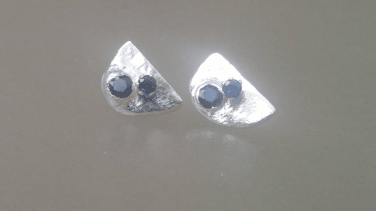 Semi Circle Sapphire Earring Jackets with Studs Fine Silver - Gems by Gigi