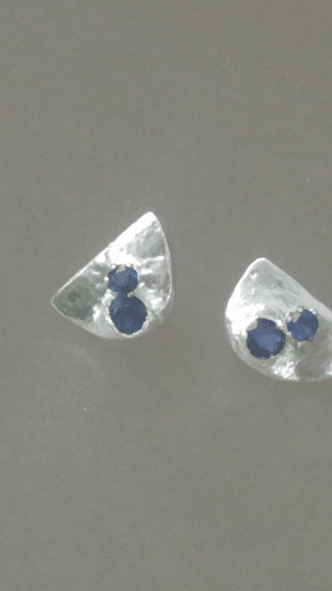 Semi Circle Sapphire Earring Jackets with Studs Fine Silver - Gems by Gigi