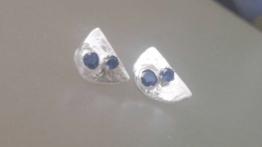 Semi Circle Sapphire Earring Jackets with Studs Fine Silver - Gems by Gigi