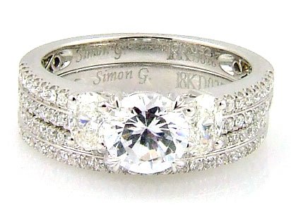 Simon G Diamond Semi Mount Bridal Set White Gold 18kt - Gems by Gigi