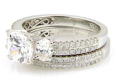 Simon G Diamond Semi Mount Bridal Set White Gold 18kt - Gems by Gigi