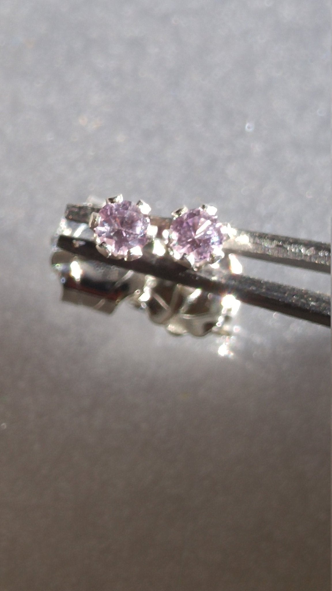 Small 2mm Lavender Sapphire Stud Earrings Sterling Silver - Gems by Gigi