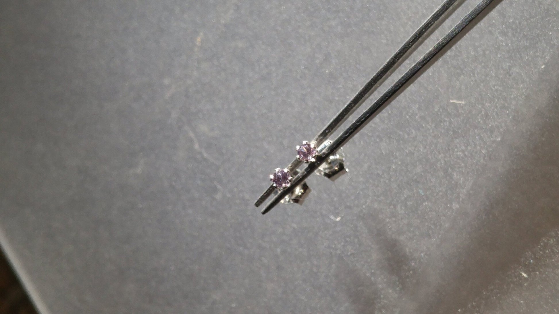 Small 2mm Lavender Sapphire Stud Earrings Sterling Silver - Gems by Gigi