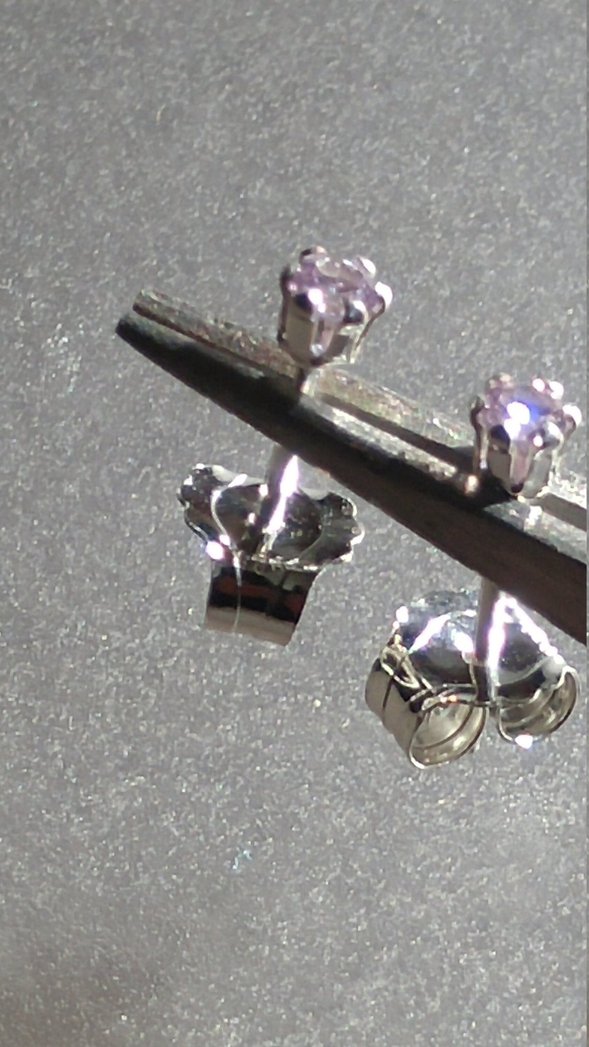 Small 2mm Lavender Sapphire Stud Earrings Sterling Silver - Gems by Gigi