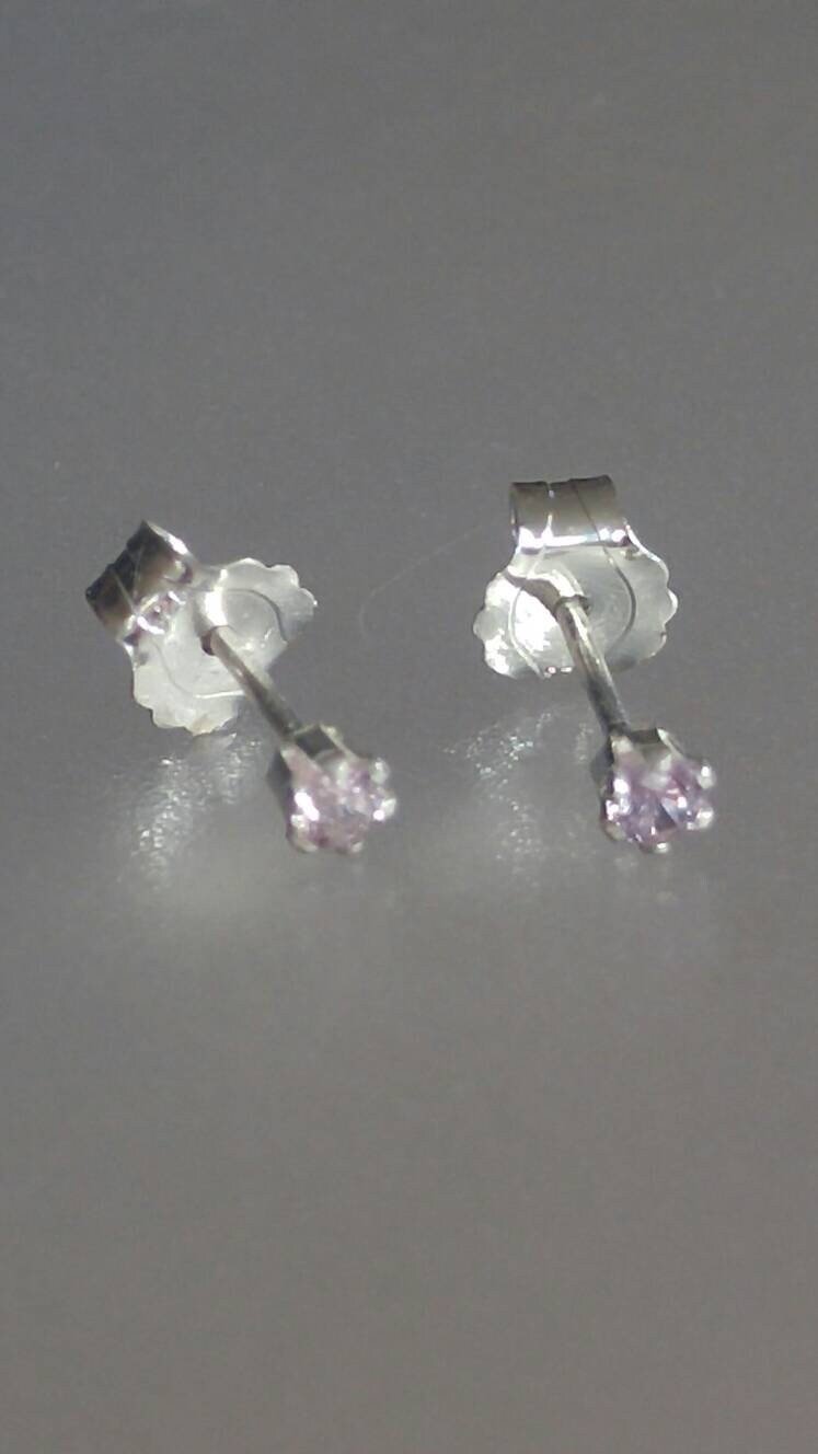 Small 2mm Lavender Sapphire Stud Earrings Sterling Silver - Gems by Gigi