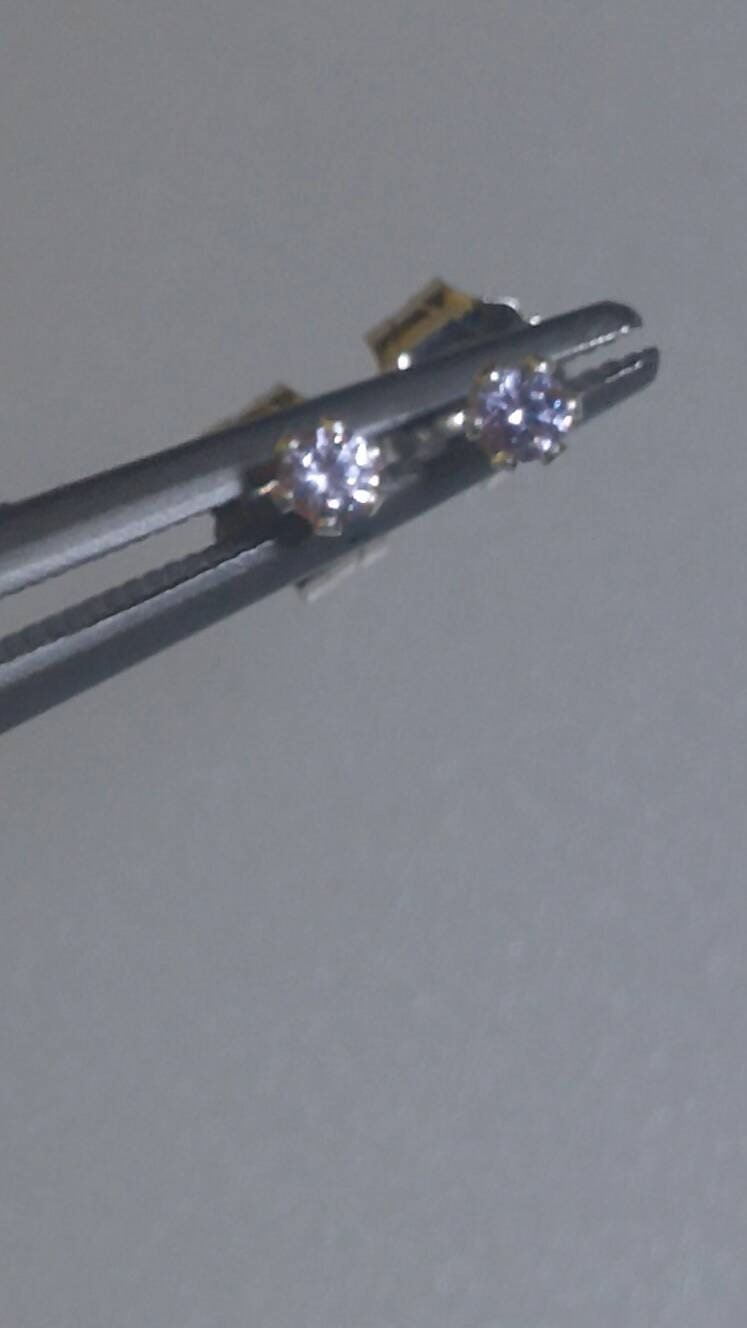 Small 2mm Lavender Sapphire Stud Earrings Sterling Silver - Gems by Gigi