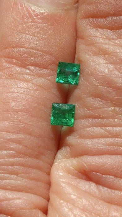 Square Colombian Emerald Stud Earrings White Gold 14kt - Gems by Gigi