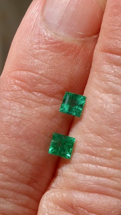 Square Colombian Emerald Stud Earrings White Gold 14kt - Gems by Gigi