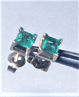 Square Colombian Emerald Stud Earrings Yellow Gold 14kt - Gems by Gigi