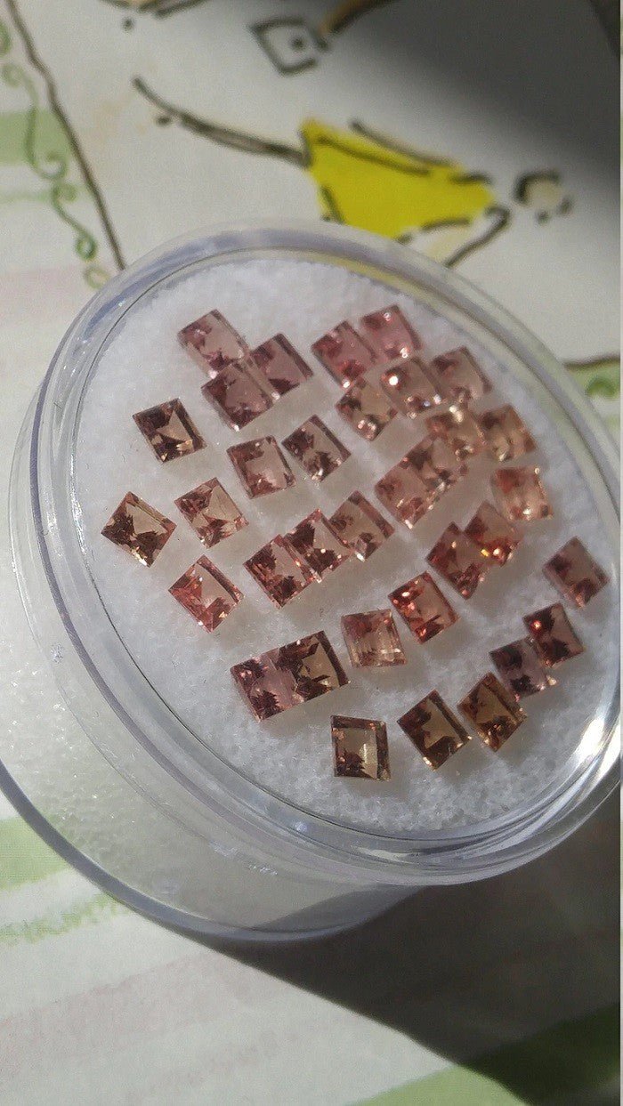 Square Padparadscha Sapphire Suite - Gems by Gigi