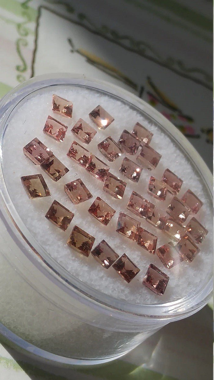Square Padparadscha Sapphire Suite - Gems by Gigi