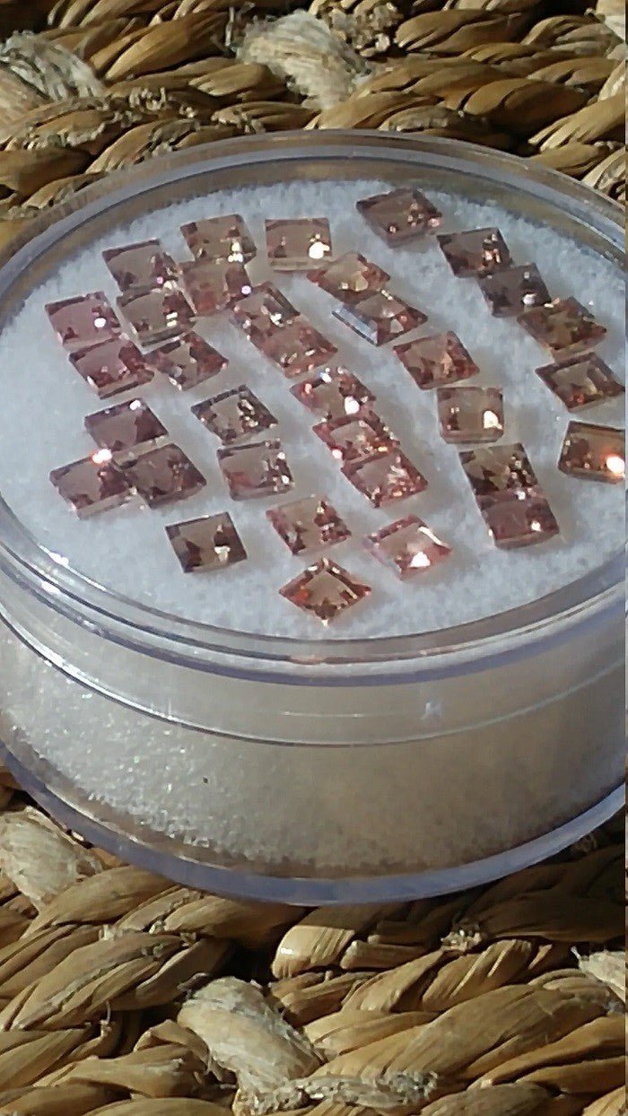 Square Padparadscha Sapphire Suite - Gems by Gigi
