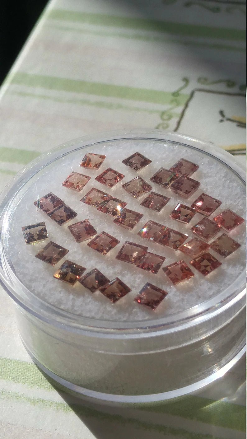 Square Padparadscha Sapphire Suite - Gems by Gigi
